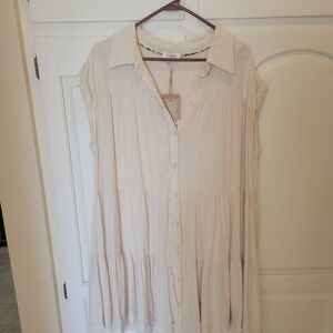 Umgee Cream Button-Down Dress